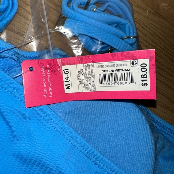 Target Blue Ribbed Bandeau Top - Picture 3 of 4